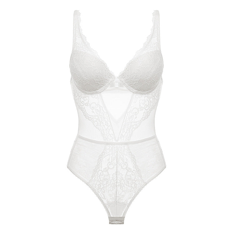 Body z usztywnianym biustem i koronkowym wykończeniem Muyesser