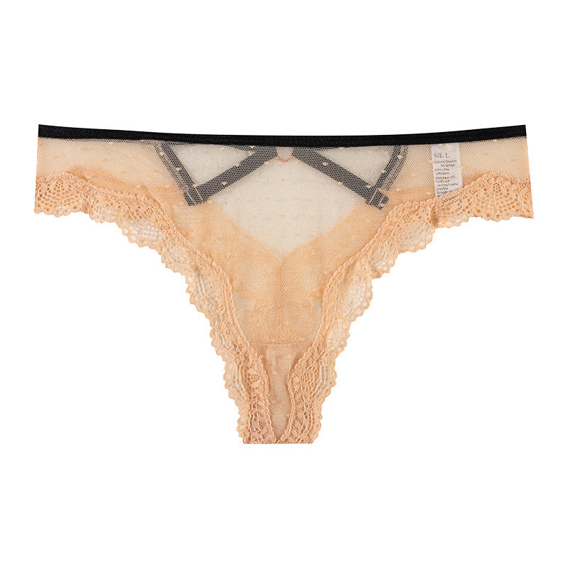 Figi z ozdobnymi strapsami z przewiewnego materiału Roxana