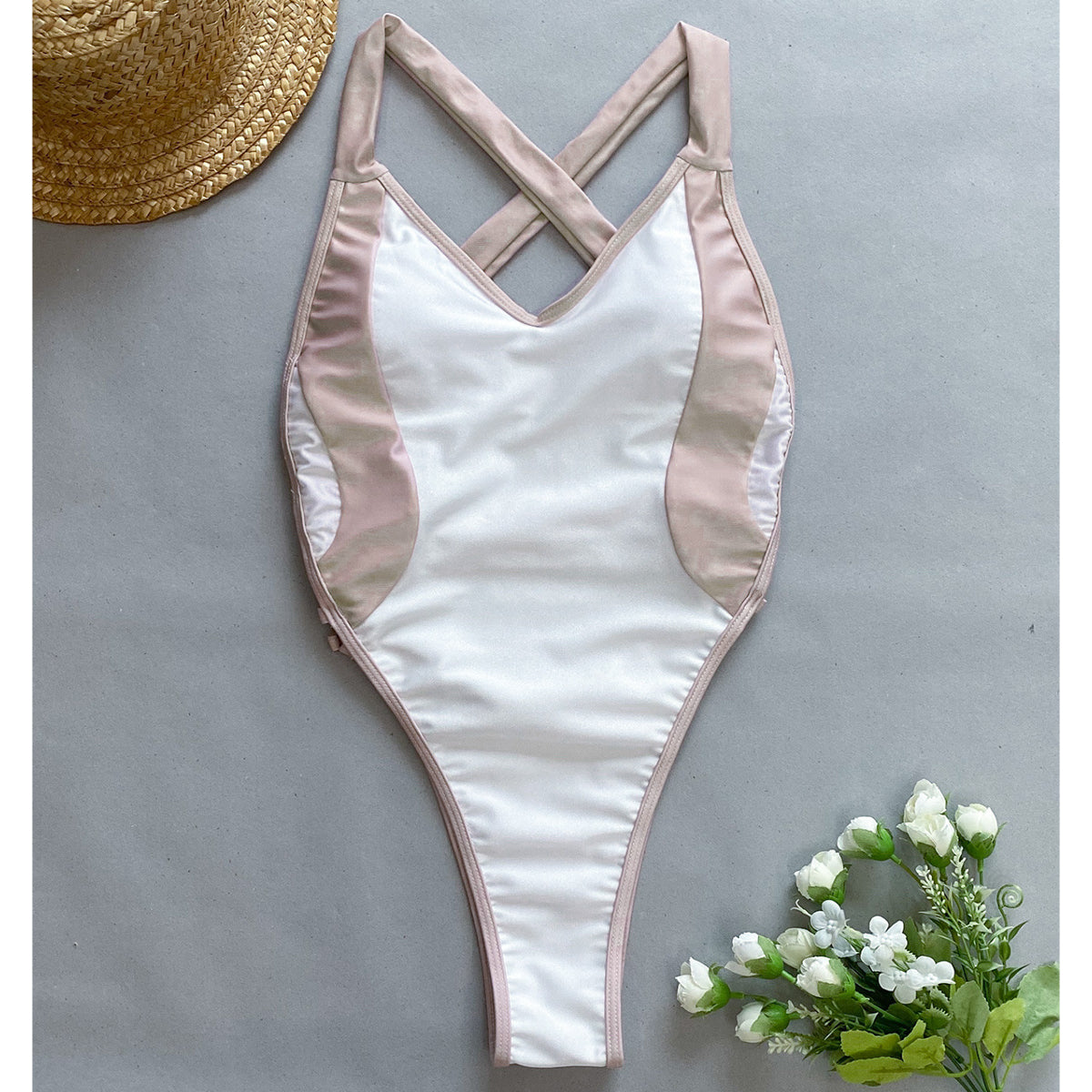 Strój kąpielowy jednoczęściowy z krzyżującymi ramiączkami odporny na chlor Otylie