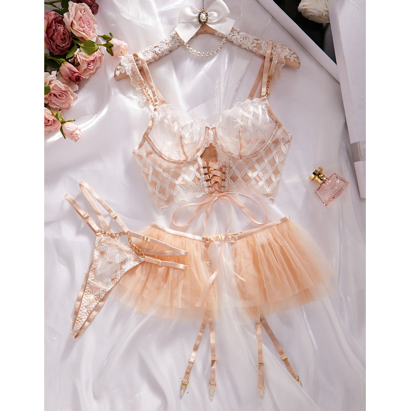 Komplet bielizny koronkowej z wiązaniem Elizebeth