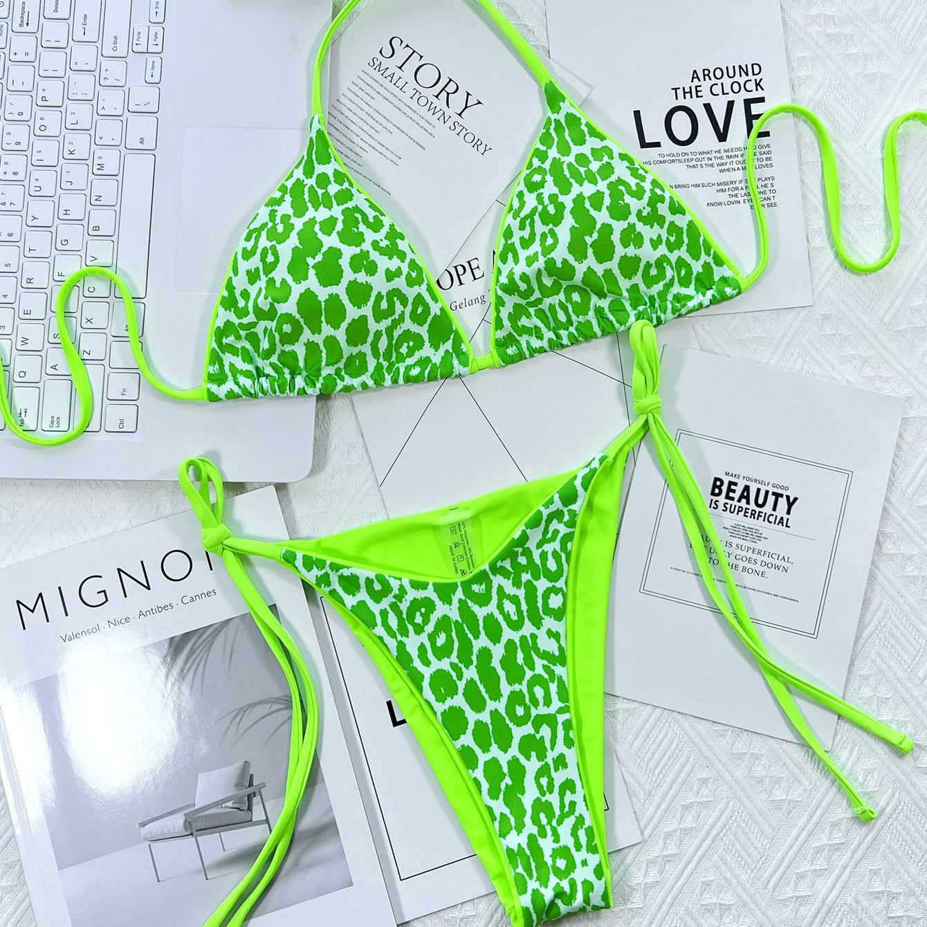 Bikini trójkątne wiązane odporne na chlor i sól Wybke