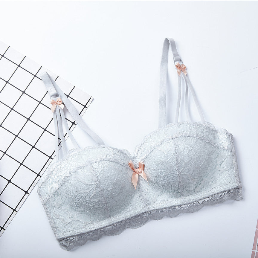 Biustonosz balkonetka push-up koronkowy z kokardkami Hafize