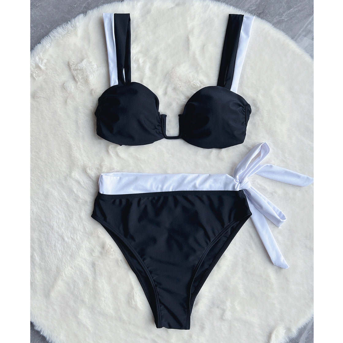 Strój kąpielowy dwuczęściowy z wiązaniem na plażę Ching