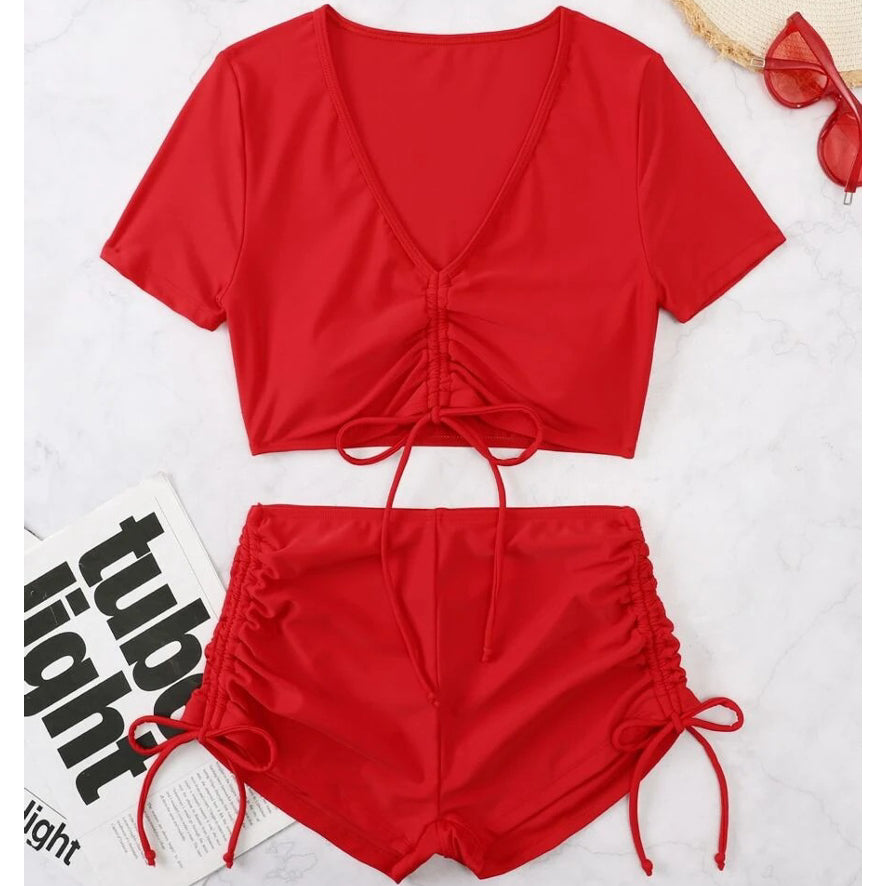 Strój kąpielowy z szortami i crop topem szybkoschnący na plażę Rutt