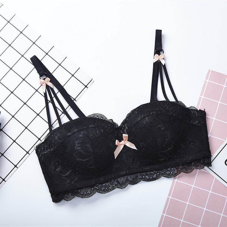 Biustonosz balkonetka push-up koronkowy z kokardkami Hafize