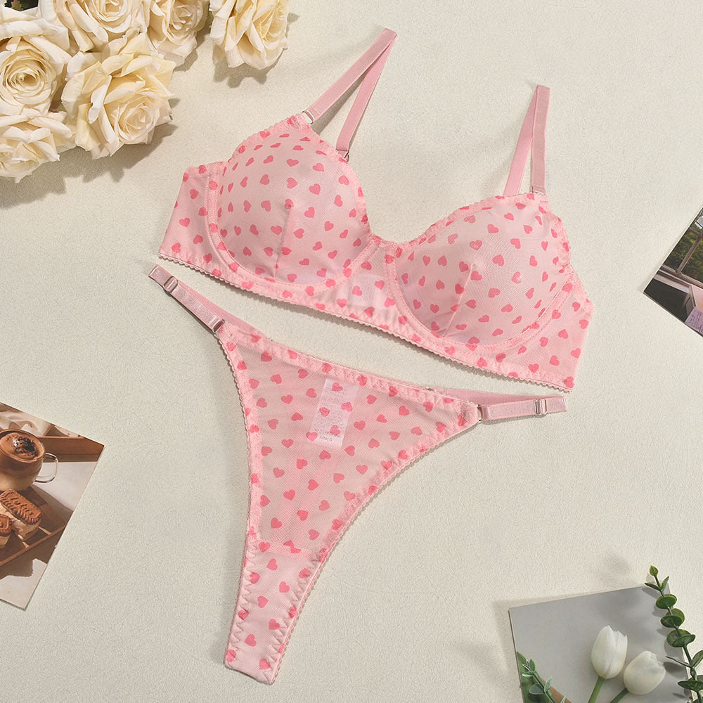 Komplet bielizny z serduszkami z delikatnego materiału Joan