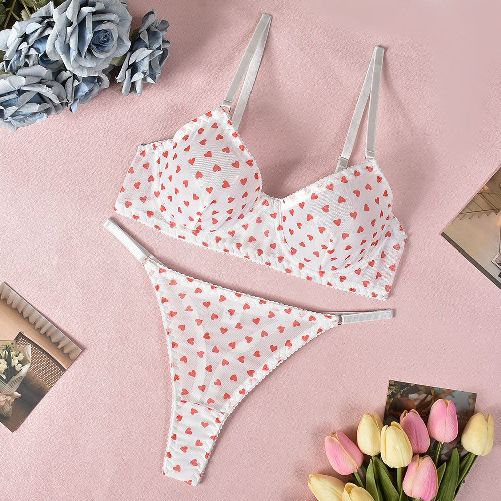 Komplet bielizny z serduszkami z delikatnego materiału Joan