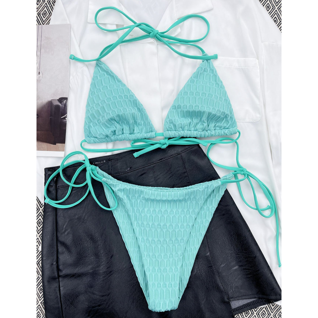 Bikini z wiązaniem na plażę i basen Folkea