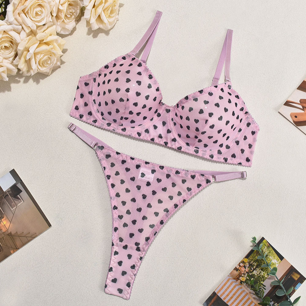 Komplet bielizny z serduszkami z delikatnego materiału Joan