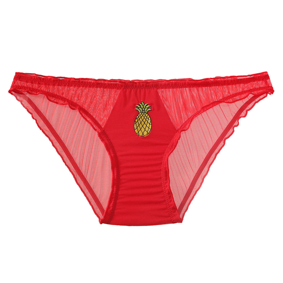 Figi z haftem owocowym z delikatnego materiału Anjana