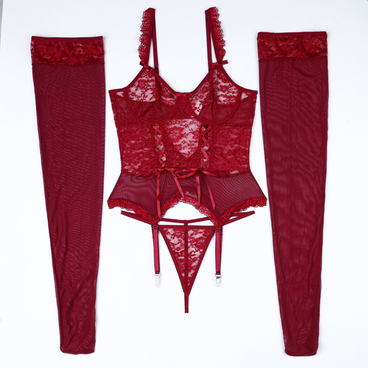 Gorset koronkowy z regulowanymi paskami na romantyczne wieczory Maliyah