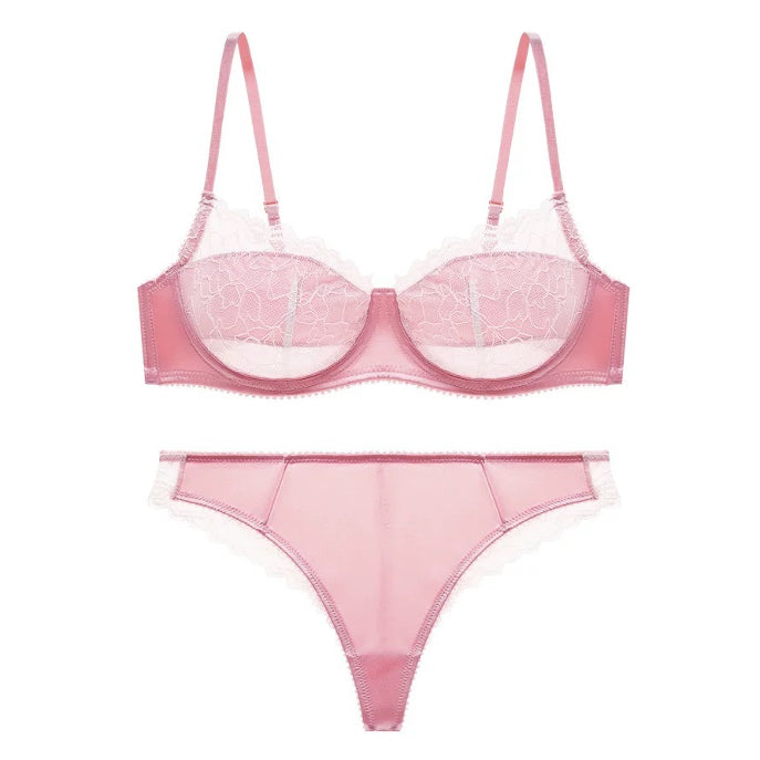 Komplet bielizny koronkowej z satynowym wykończeniem na romantyczne wieczory Leatha