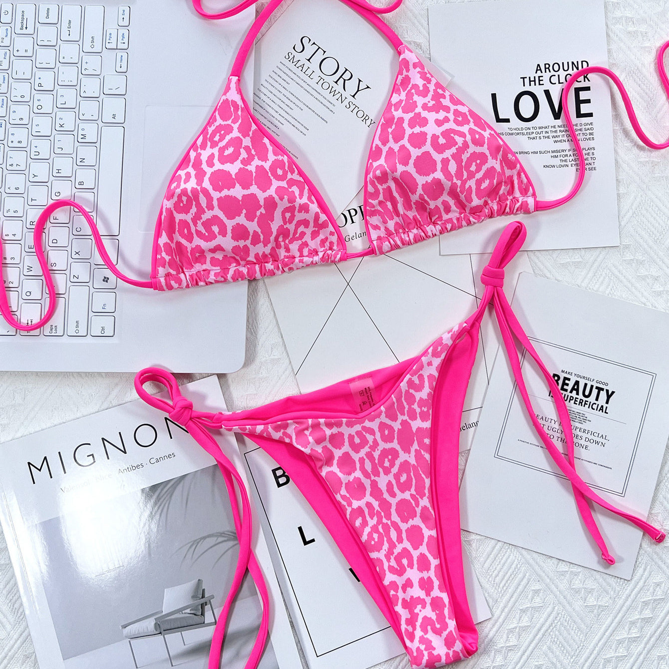 Bikini trójkątne wiązane odporne na chlor i sól Wybke