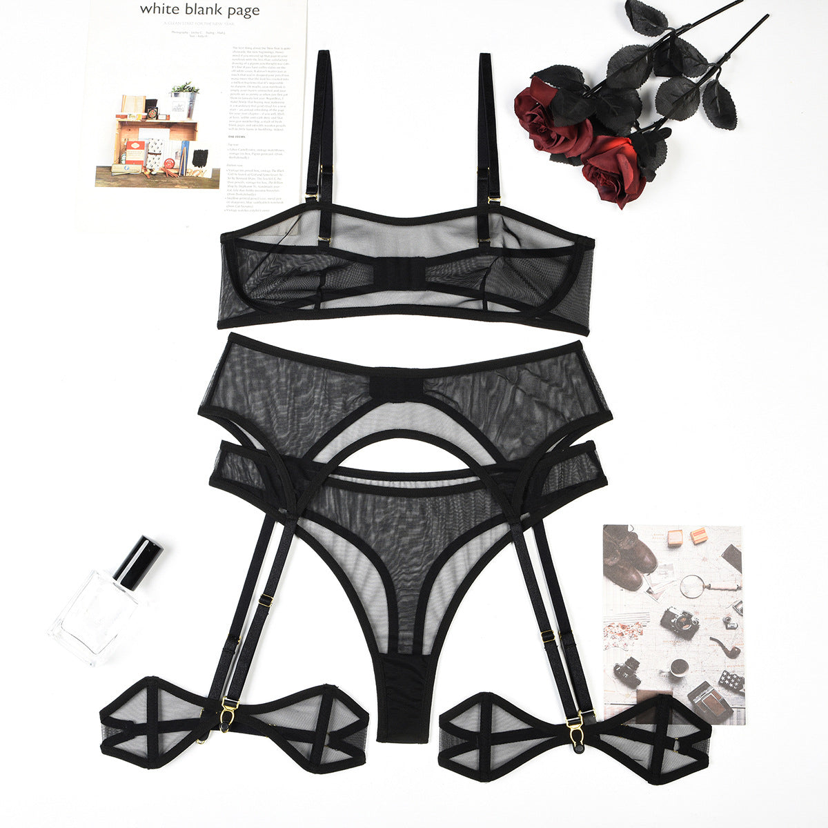 Zestaw bielizny z siateczki elegancki i trwały Shani