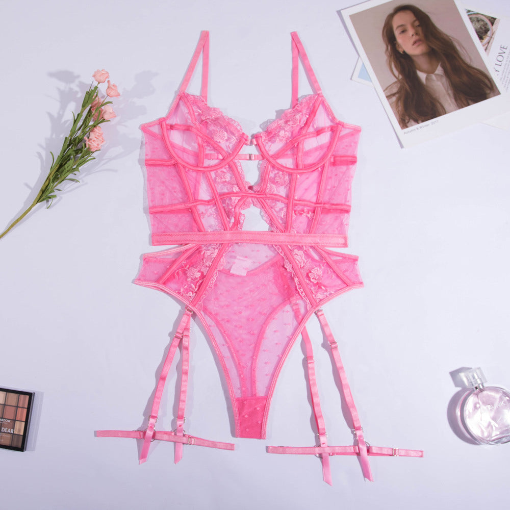 Komplet bielizny z koronką i siateczkowymi wstawkami Yahavit