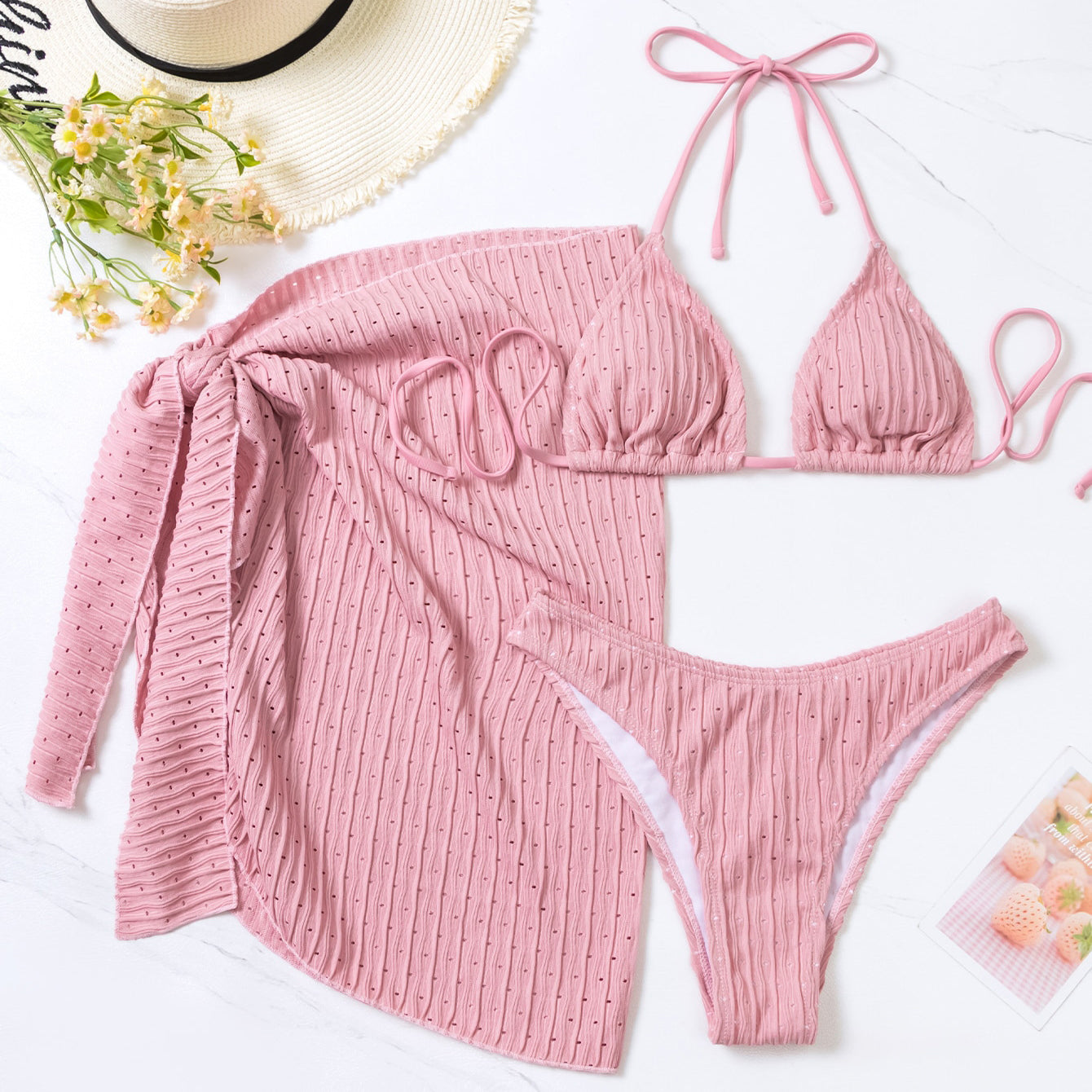 Strój kąpielowy prążkowany na plażę i basen Jerry