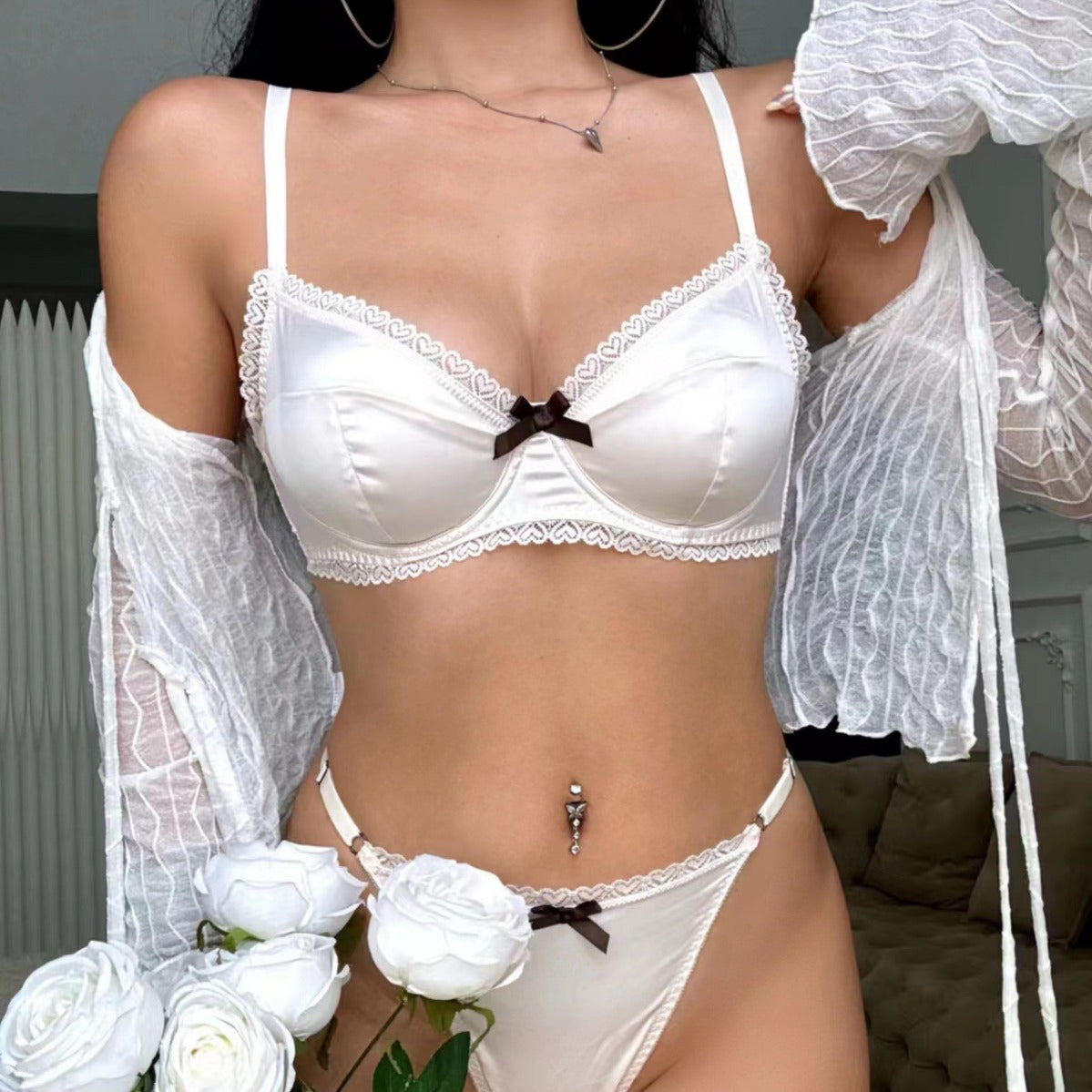 Komplet bielizny z kokardkami na specjalne okazje Kosana