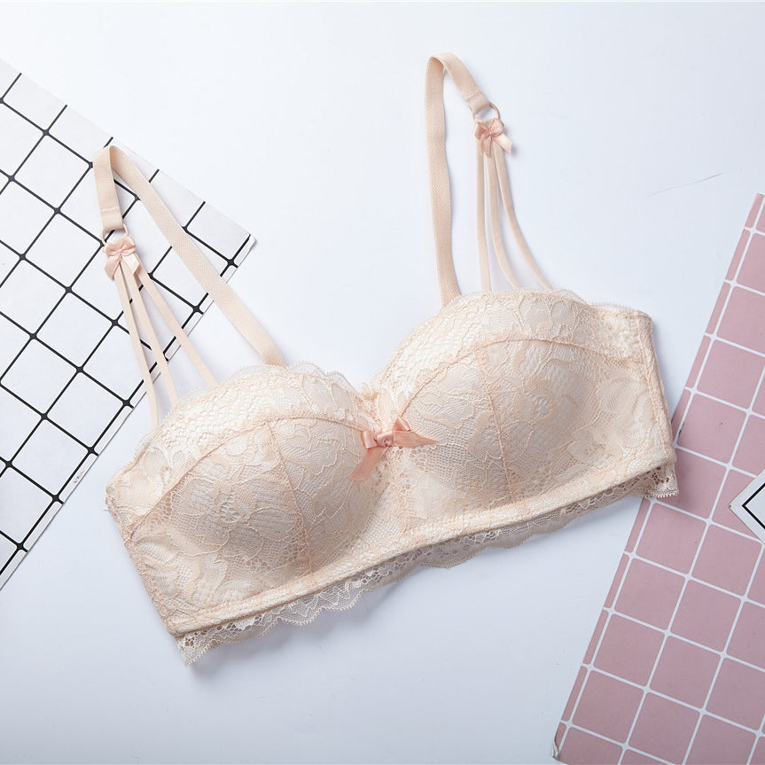 Biustonosz balkonetka push-up koronkowy z kokardkami Hafize