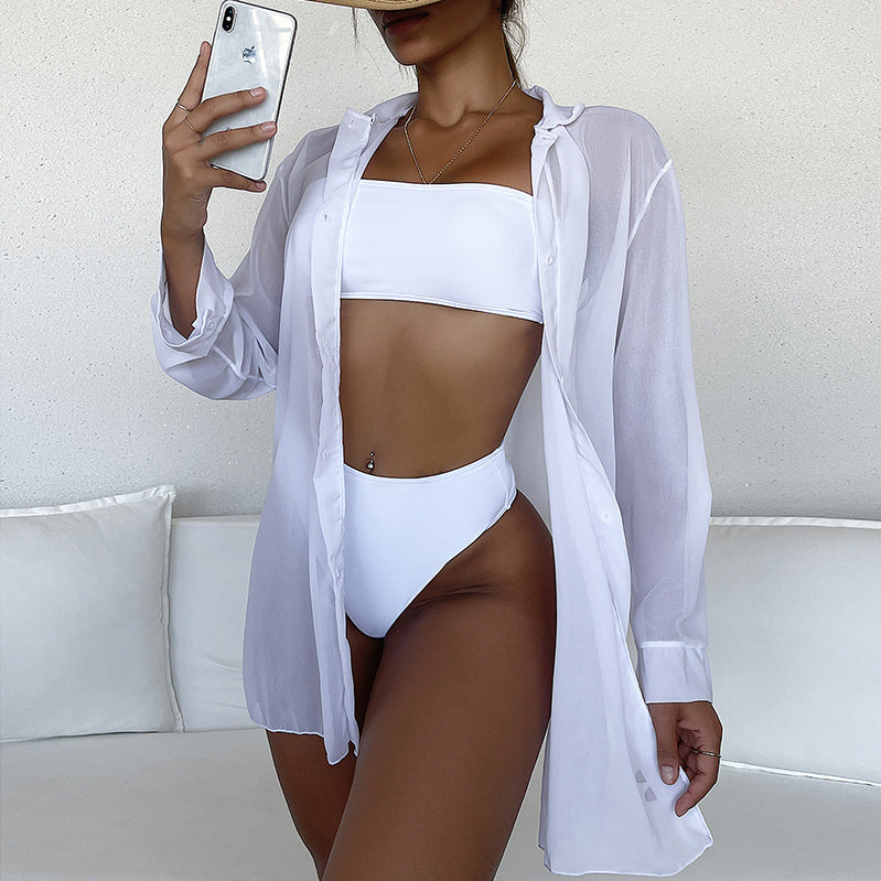 Koszula plażowa z lekkiej dzianiny na lato Yllka