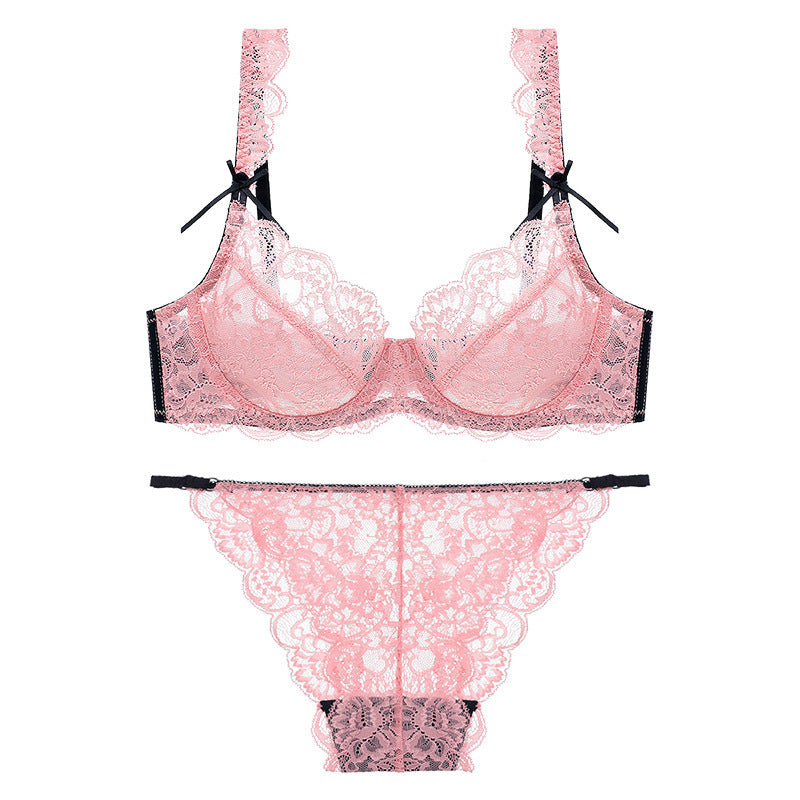 Komplet bielizny z koronki z delikatnymi wiązaniami Aftina