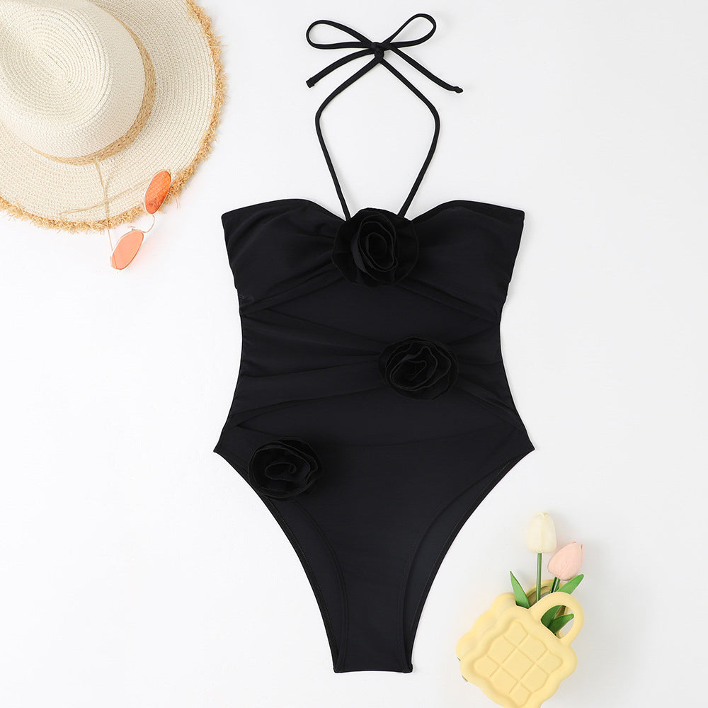 Strój kąpielowy z kwiatami 3D regulowane ramiączka lato Richarda