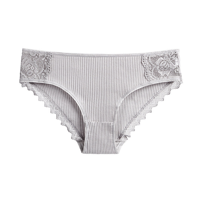 Figi prążkowane z koronką na co dzień i okazje Asja