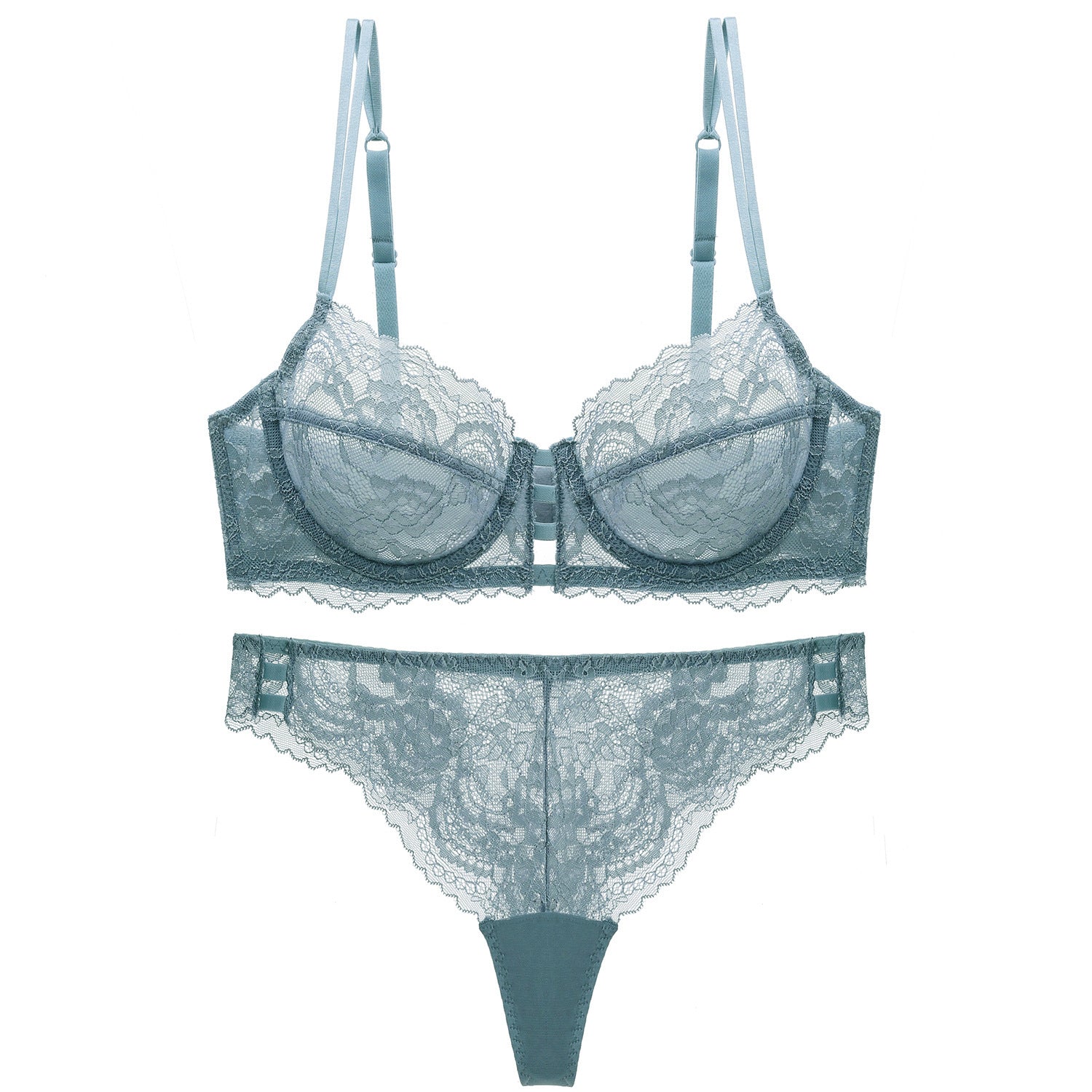 Komplet koronkowy z fiszbinami i szerszymi ramiączkami Hannakaisa