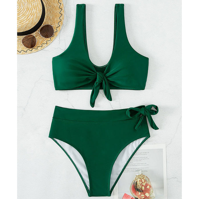 Strój kąpielowy dwuczęściowy z wiązaniem i wysokim stanem na plażę Ibala