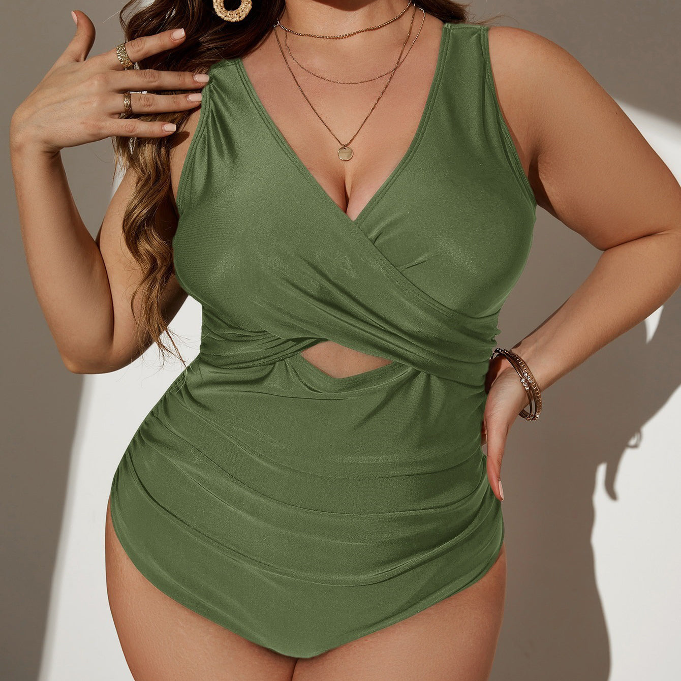 Jednoczęściowy strój kąpielowy z marszczeniem na plażę i basen Sumanda