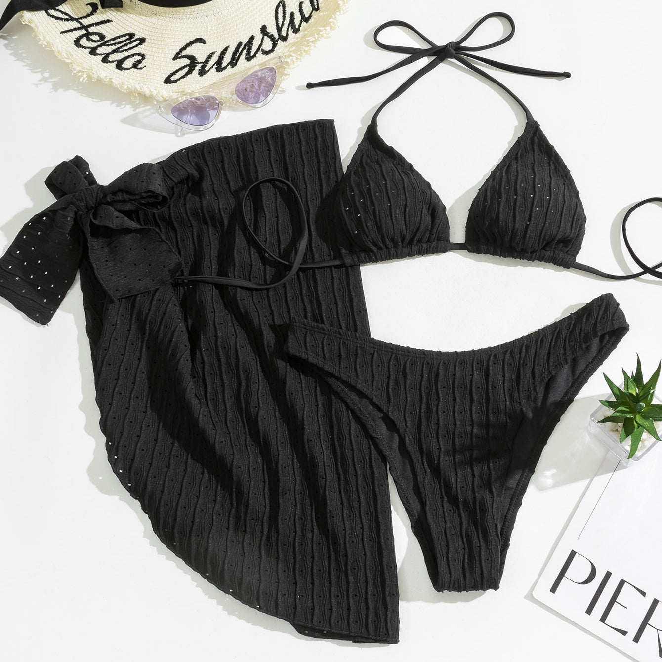 Strój kąpielowy prążkowany na plażę i basen Jerry