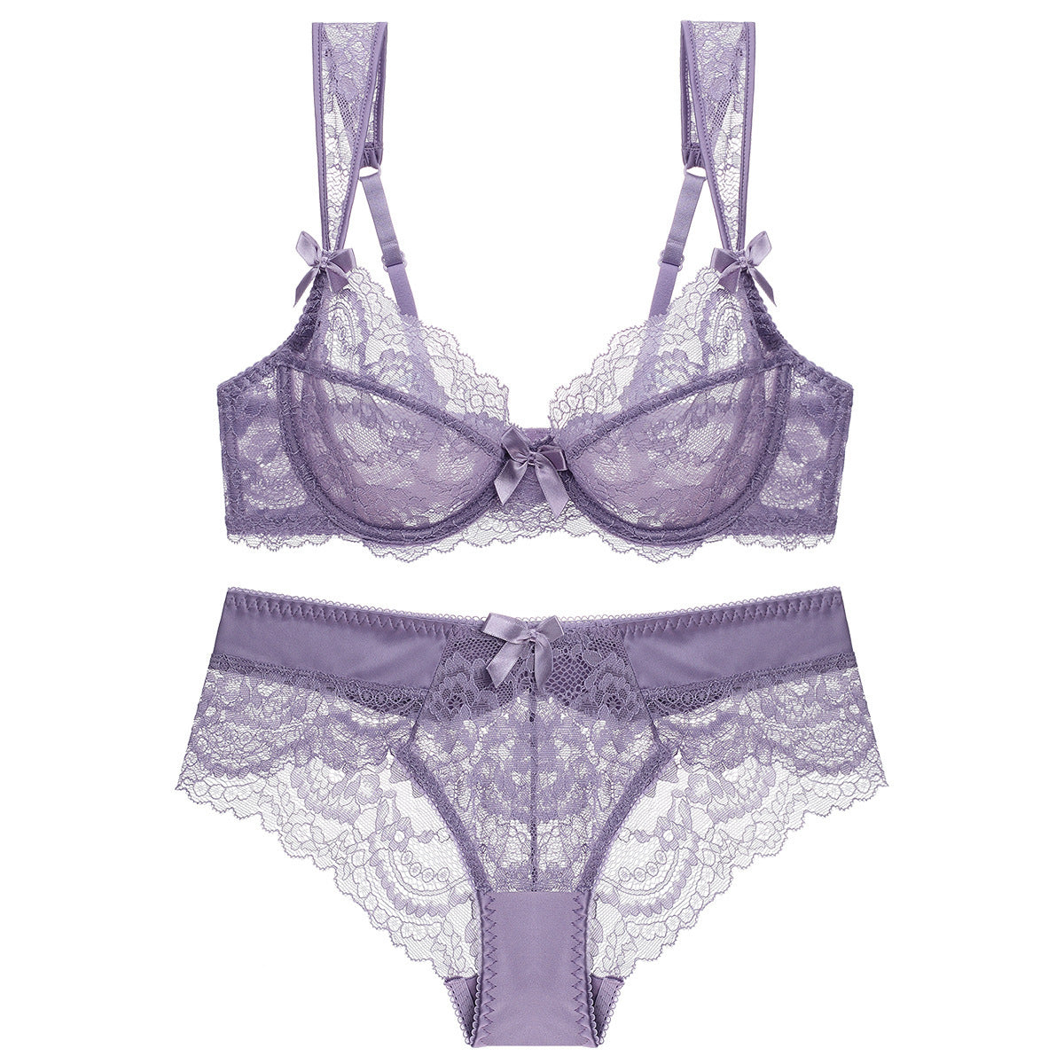 Komplet koronkowej bielizny ażurowej regulowane ramiączka Maxine