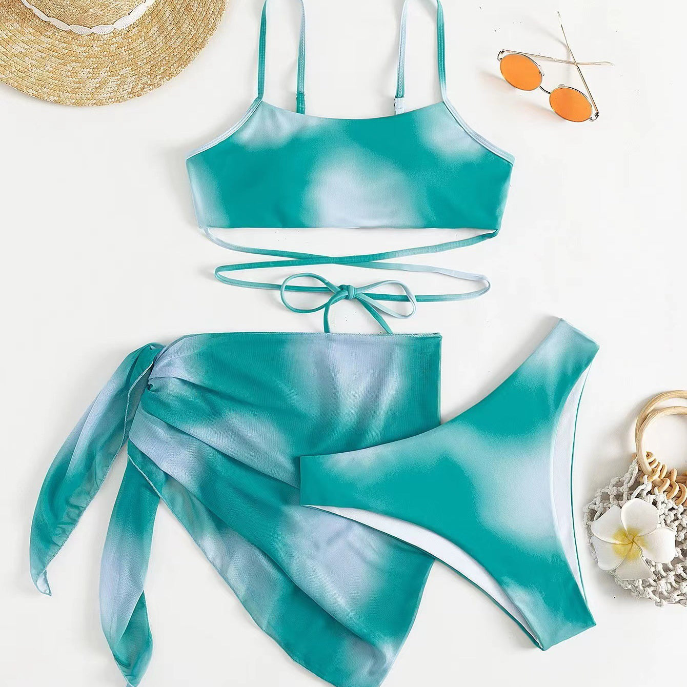 Komplet bikini z pareo na plażę i basen Eufrasia