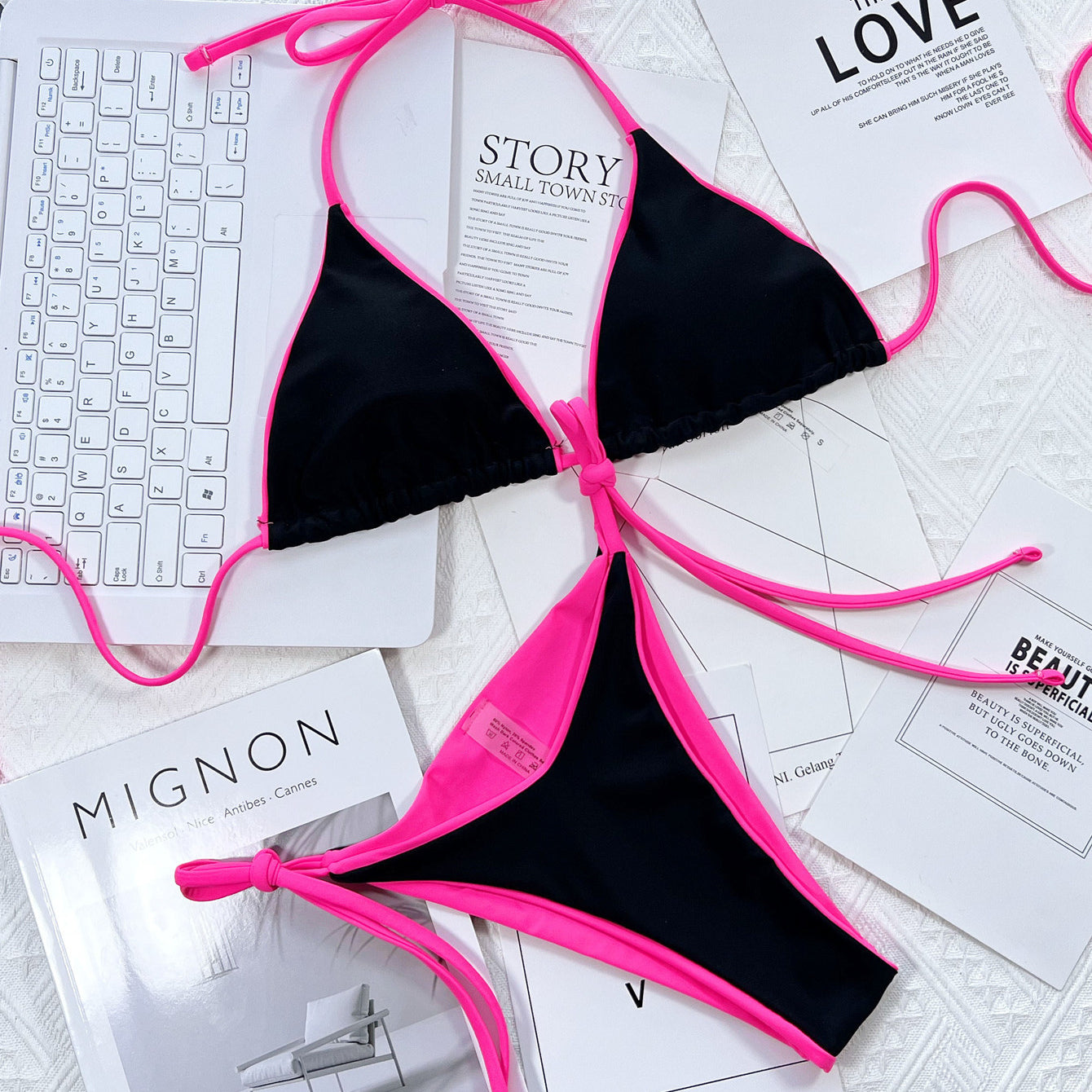 Bikini plażowe z regulowanymi sznureczkami Fawn