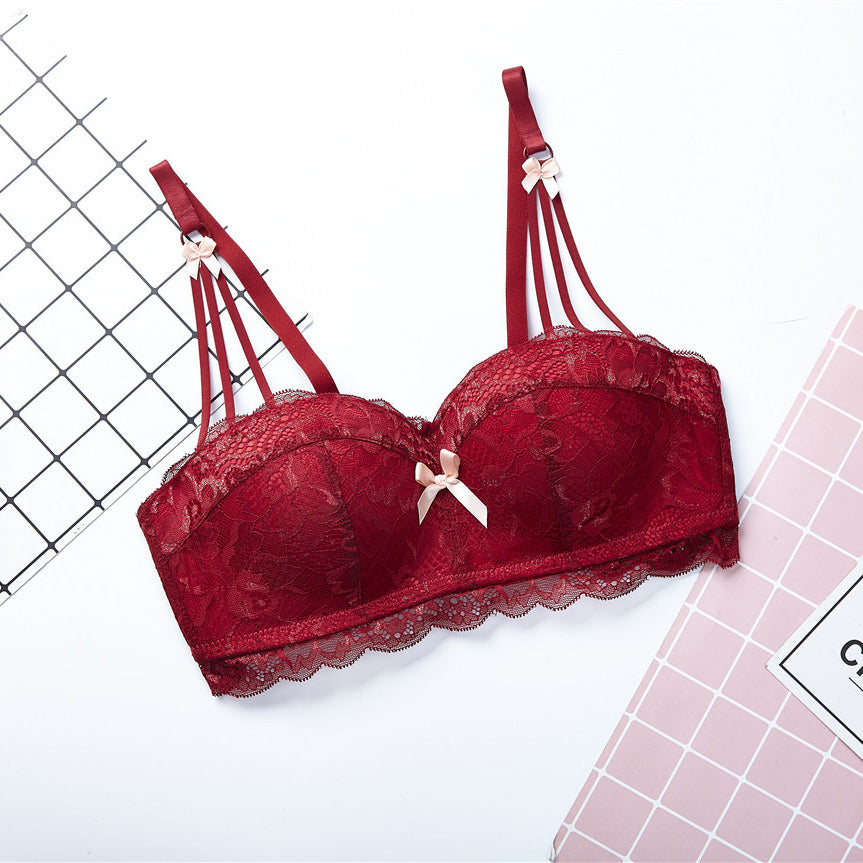 Biustonosz balkonetka push-up koronkowy z kokardkami Hafize