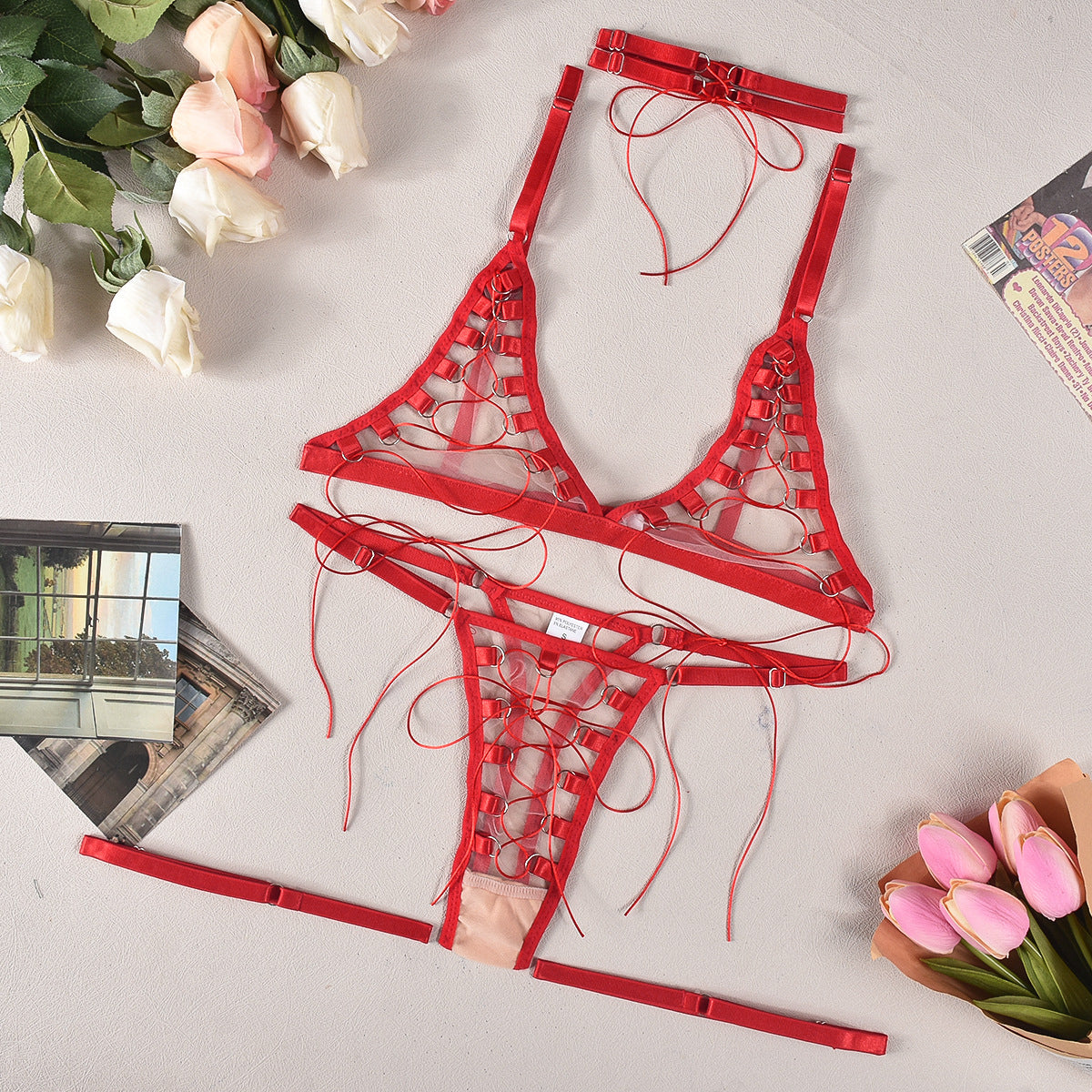 Komplet bielizny z sznureczkami na romantyczny wieczór Dre