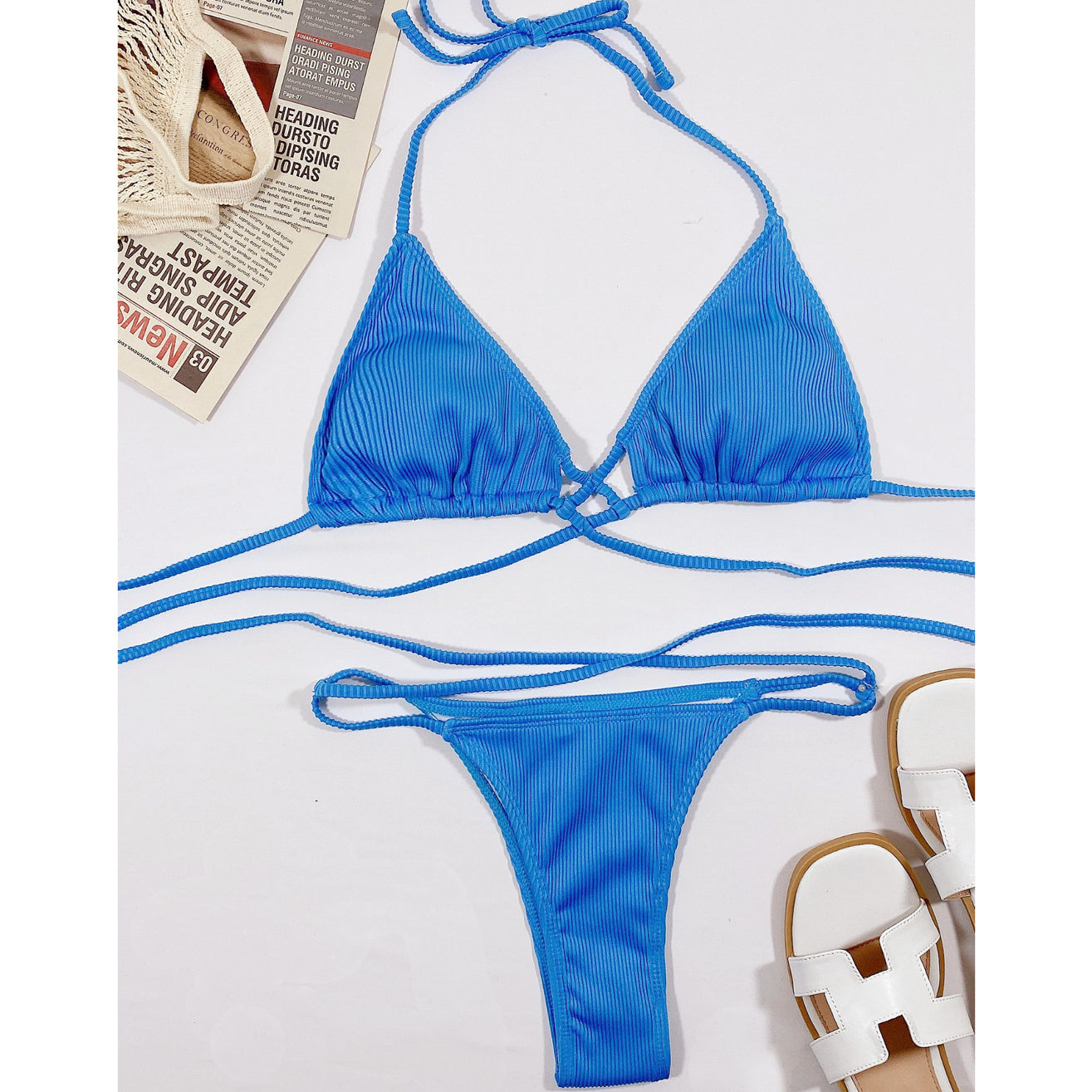 Dwuczęściowy strój kąpielowy regulowany ze sznureczkami na lato Sylva