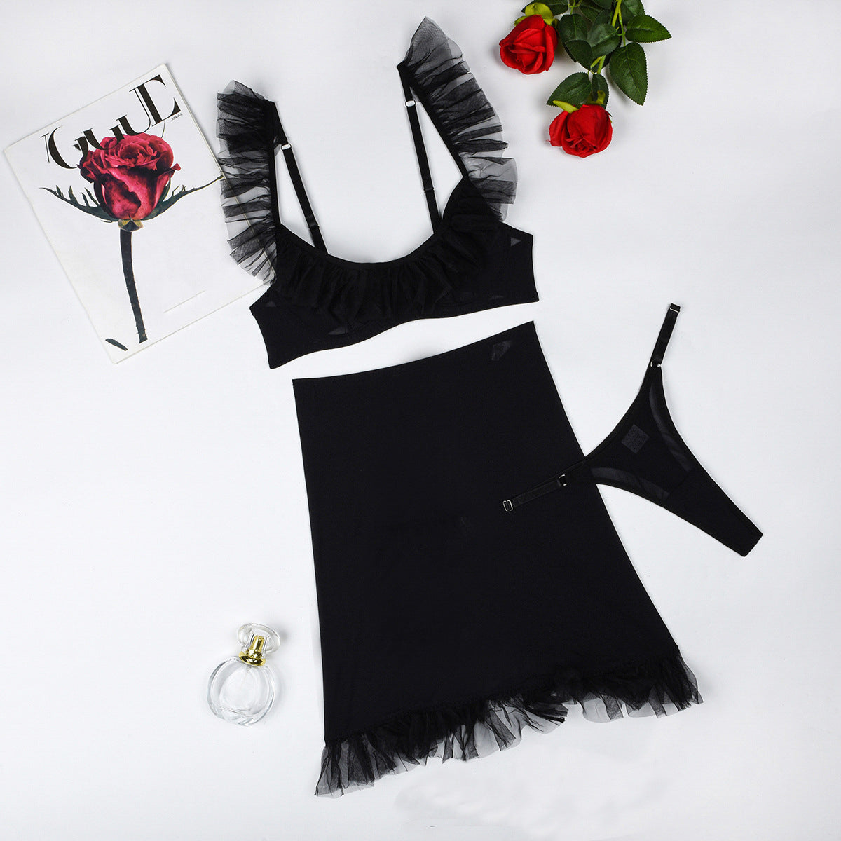 Komplet bielizny nocnej z falbankami na specjalne okazje Nechama