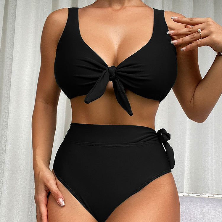 Strój kąpielowy dwuczęściowy z wiązaniem i wysokim stanem na plażę Ibala