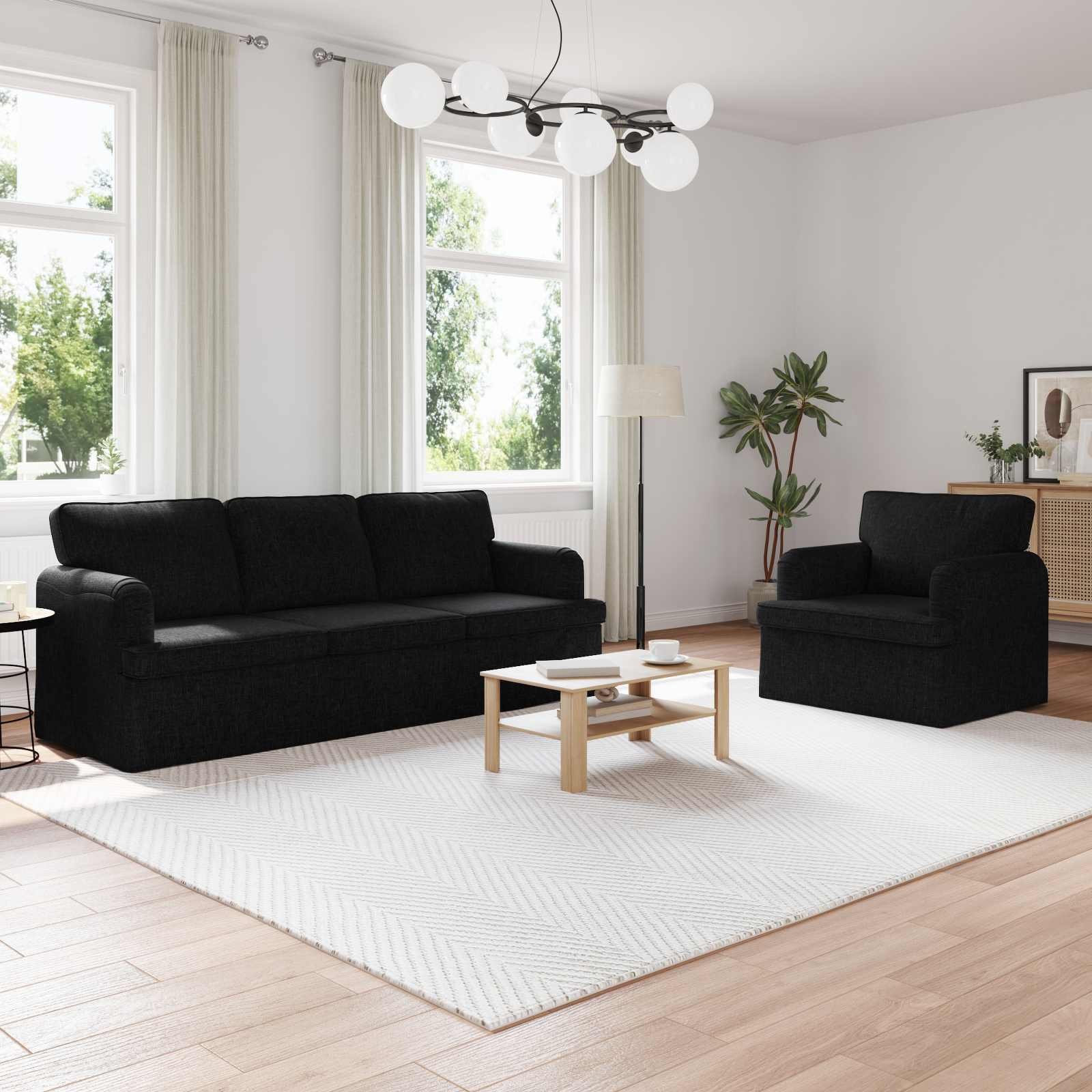 vidaXL Sofa 2 pcs Black Metal