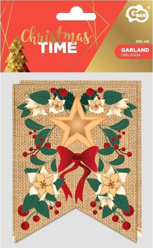 Girlanda Merry Christmas listki 10x13cm 250cm