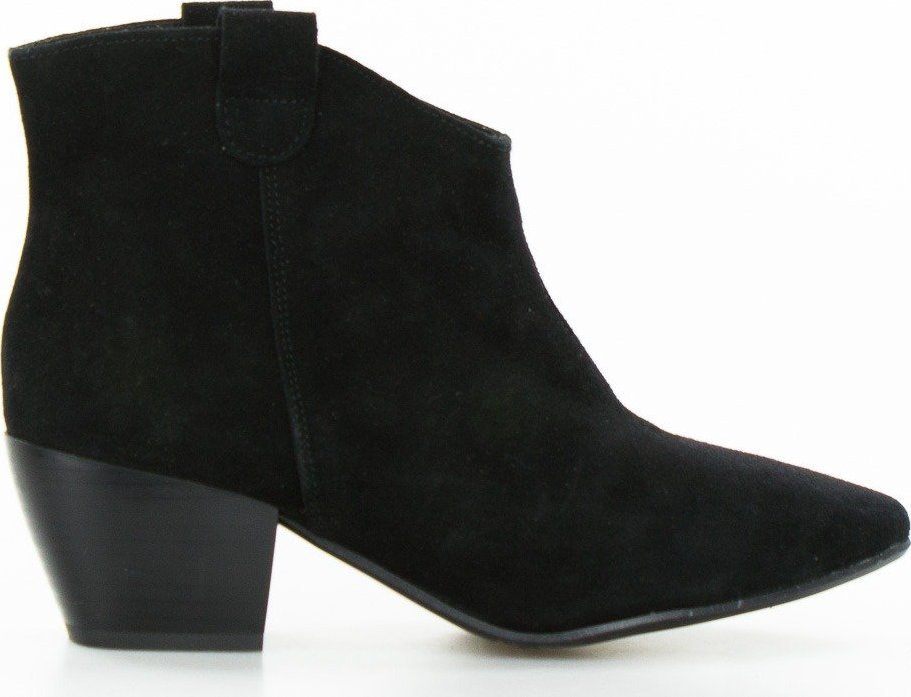 Estetino Botki kowbojki skórzane welurowe wsuwane czarne Sempre-40