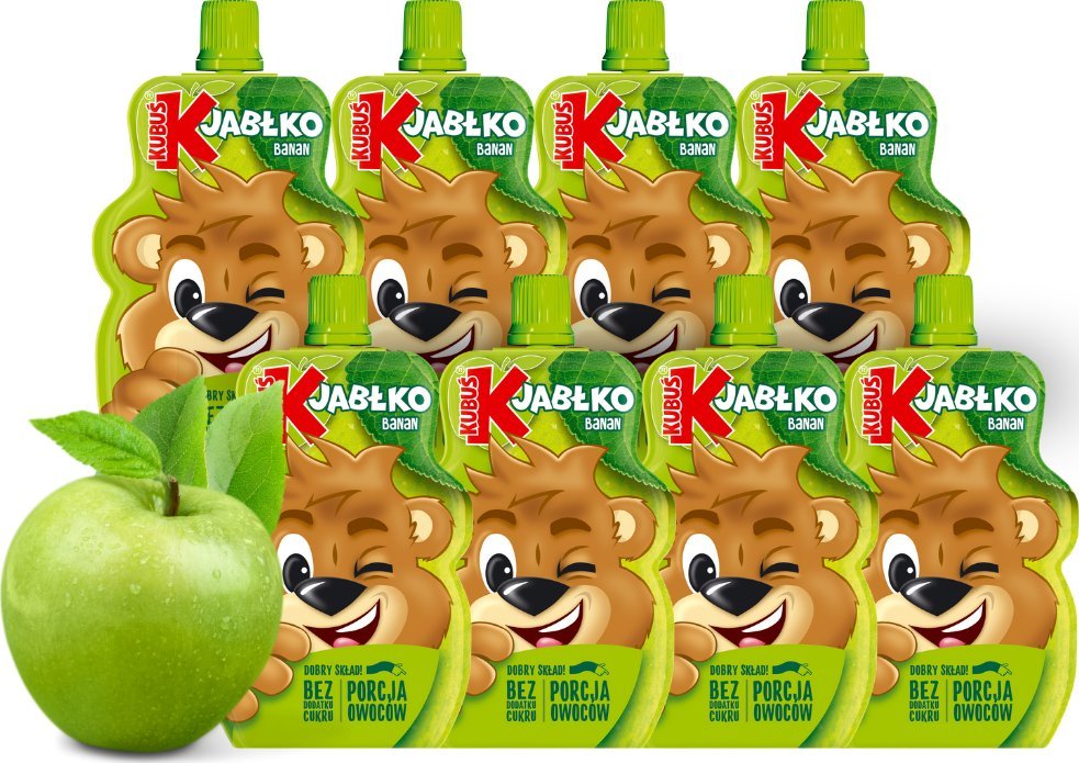 Kubuś Kubuś Mus 100% jabłko banan 100 g x 8 sztuk