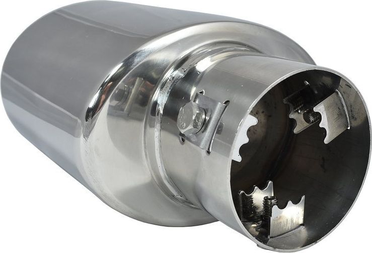 Automax Chromowana końcówka tłumika 117mm, montaż 45-60mm uniwersalny