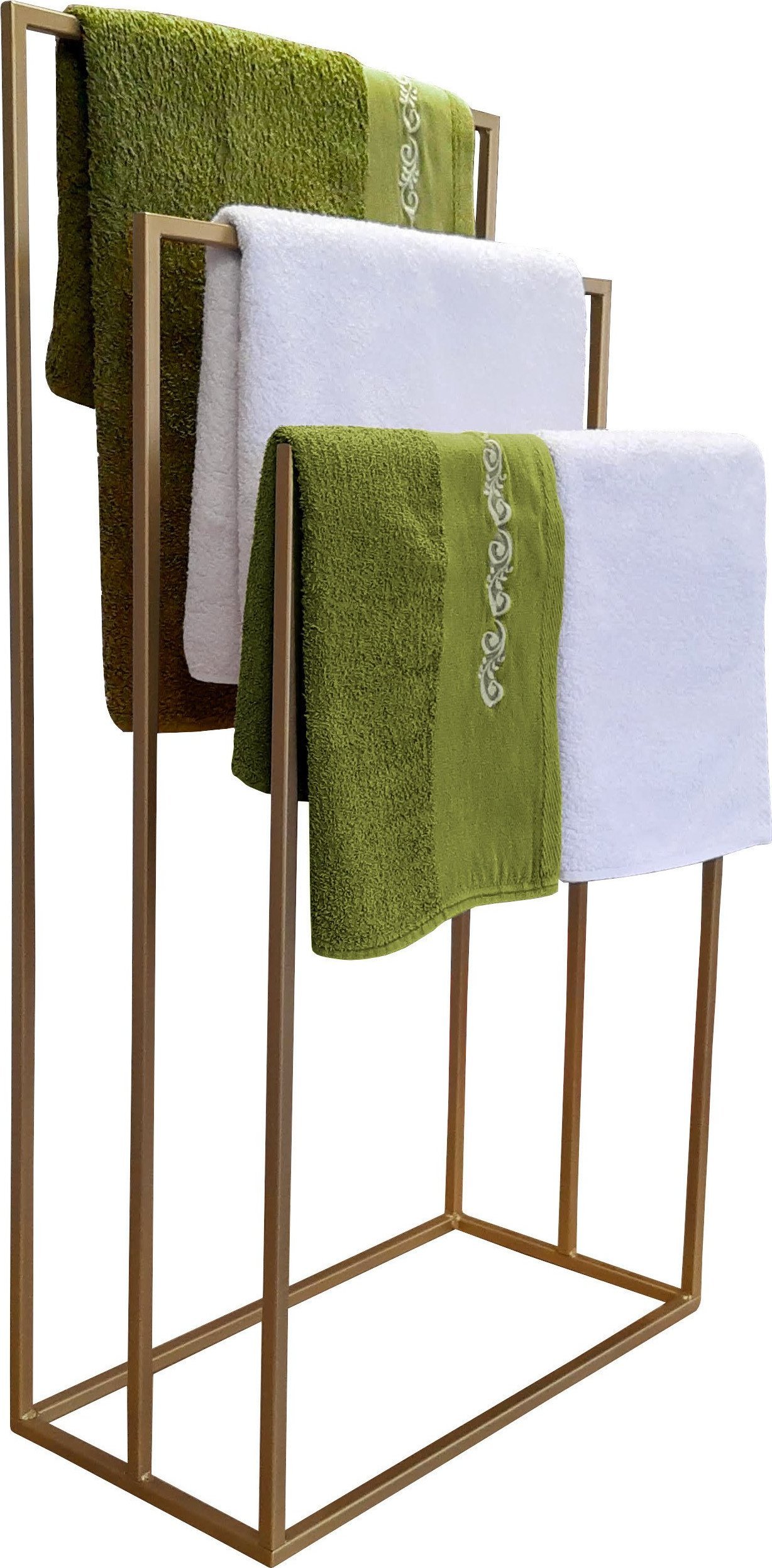 Atos Stojak wieszak III łazienkowy na ręczniki LOFT złoty