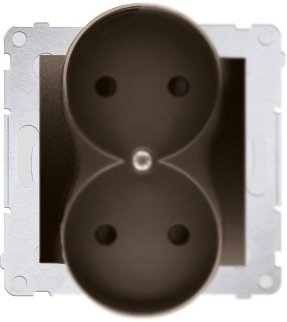 Kontakt-Simon Gniazdo SIMON54 podwójne b/u 16A IP20 z przesłoną brąz - DG2MZ.01/46