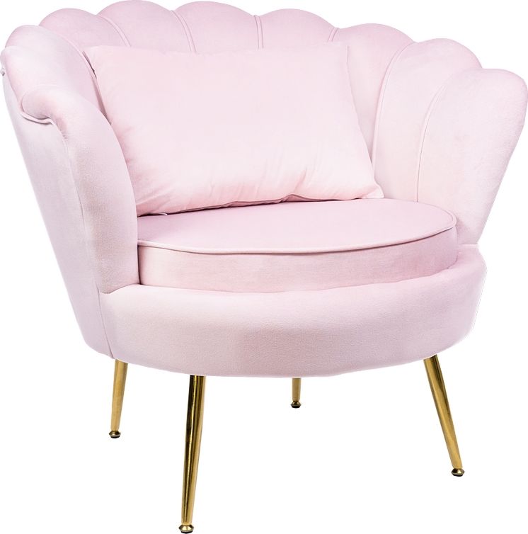Szchara FOTEL MUSZLA różowa DO SALONU KOSMETYCZNEGO velvet