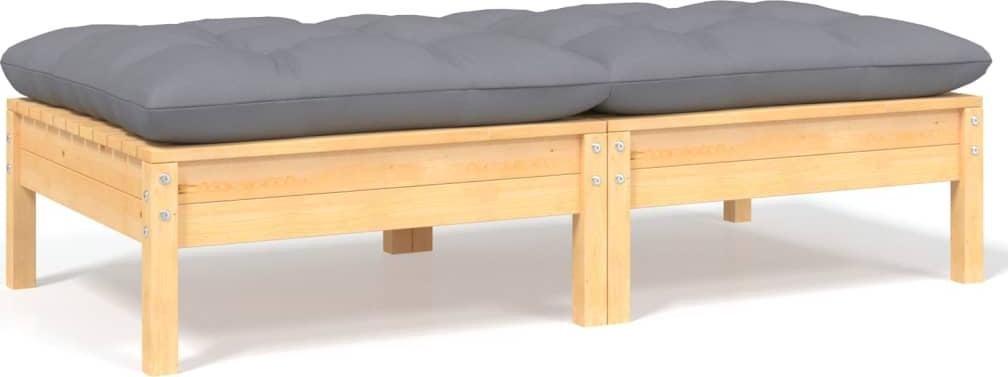 vidaXL 2-osobowa sofa ogrodowa z szarymi poduszkami, drewno sosnowe