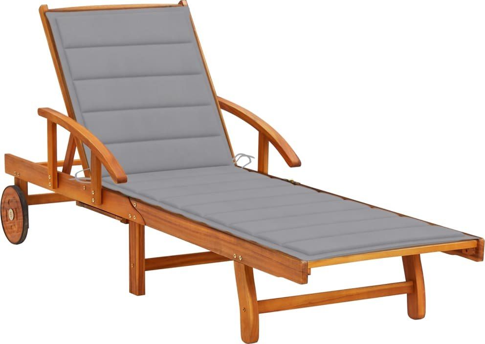 vidaXL Ogrodowy leżak z poduszką lite drewno akacjowe
