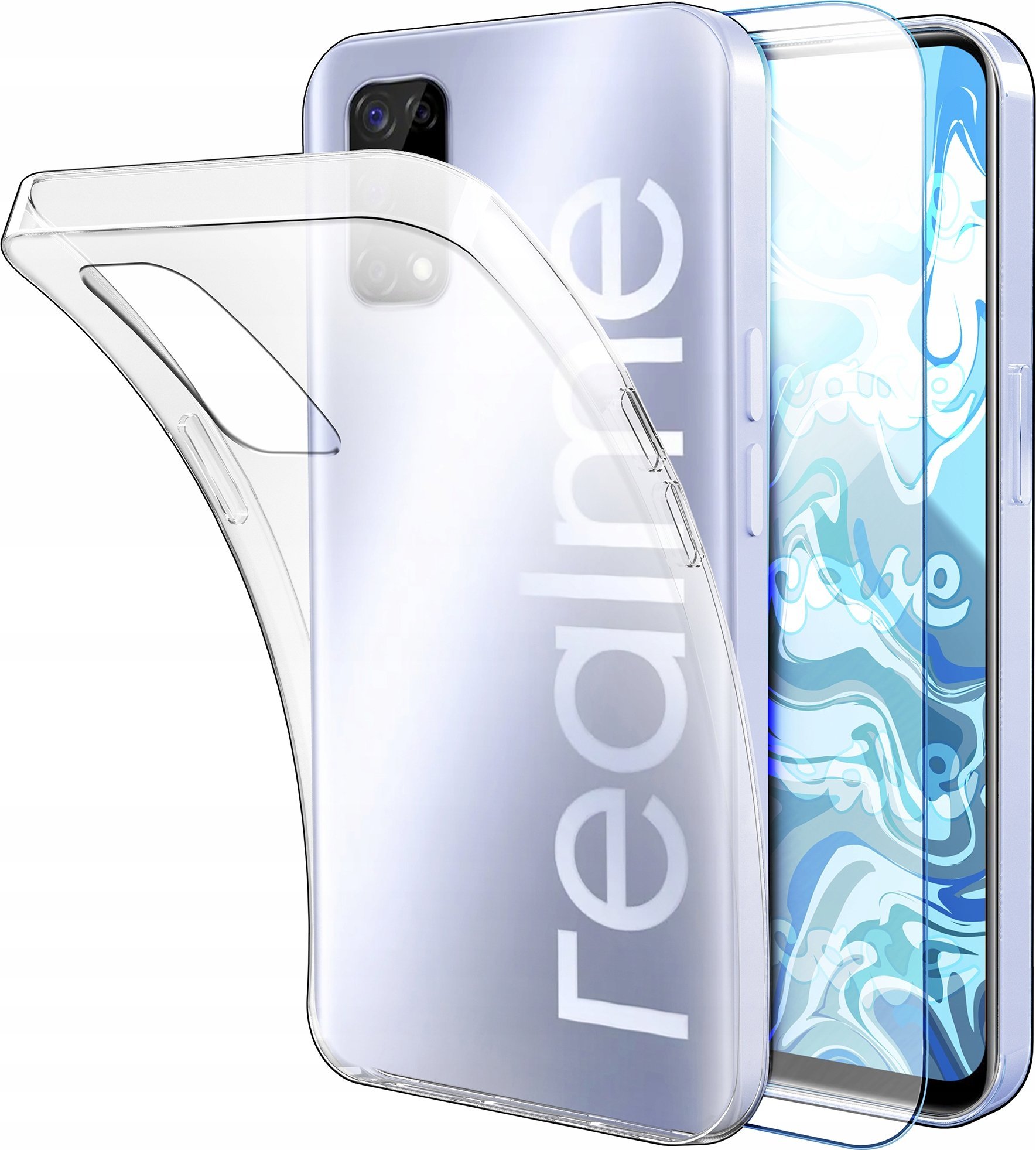 Etui Do Realme 7 5G (Przezroczyste, Silikonowe, Ochronne, Case) Szkło 9H