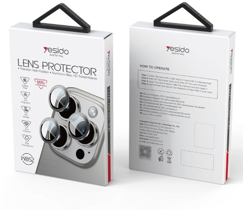 yesido Lens Protector WB52 iPhone 16 Pro / 16 Pro Max, GRAY / SZARY